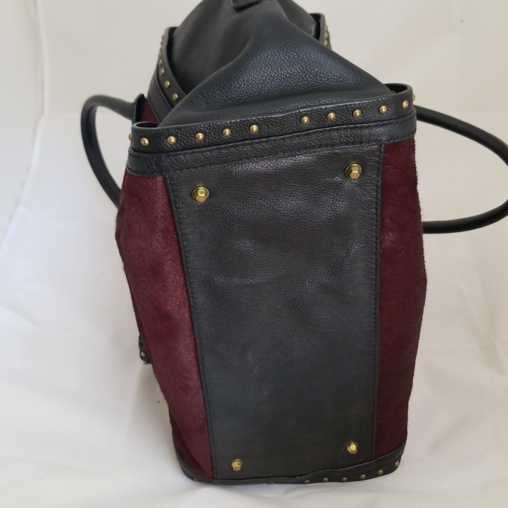 orYANY Studded Calf Hair Satchel Cabernet Brenda - Picture 4 of 6